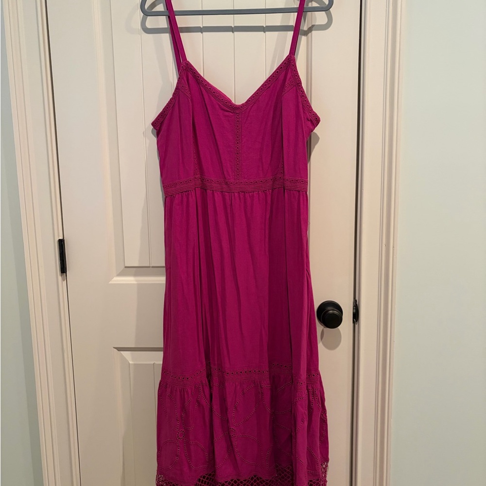 LOFT Fuchsia Lace Midi Dress